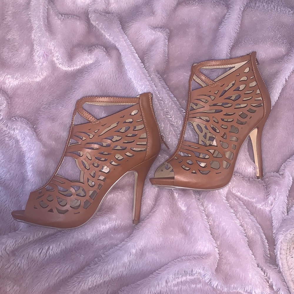 Brown Caged Heels